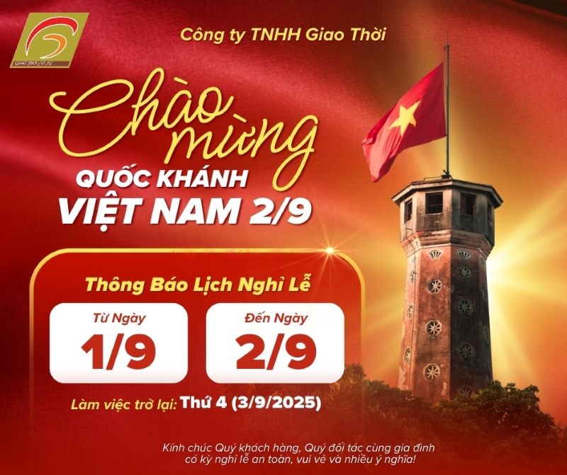 Thông báo nghỉ lễ Quốc Khánh 2/9/2025