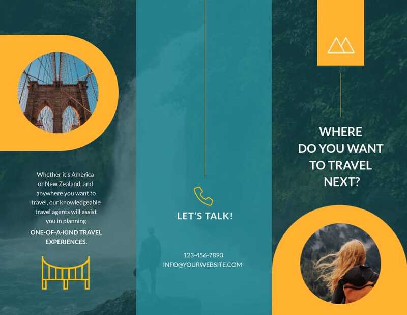 Mẫu tờ rơi du lịch tông màu pastel nhẹ nhàng, tinh tế.