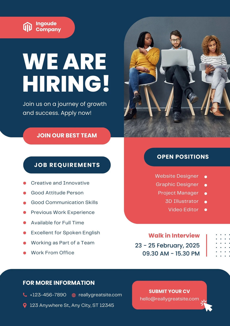 Mẫu tờ rơi tuyển dụng thiết kế nổi bật, dễ thu hút người xem.