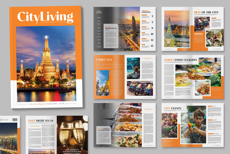 Mẫu tờ rơi du lịch in hình các danh lam thắng cảnh nổi tiếng.