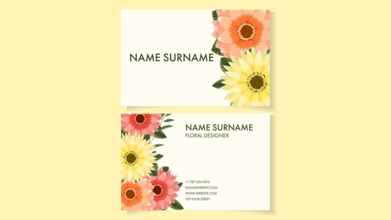 Mẫu card visit shop hoa nhiều kích thước